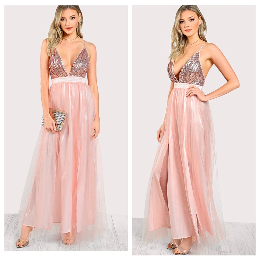 NEW• Sugared + Bronzed Selina Shimmer & Shine CrossBack Gown• M-XL